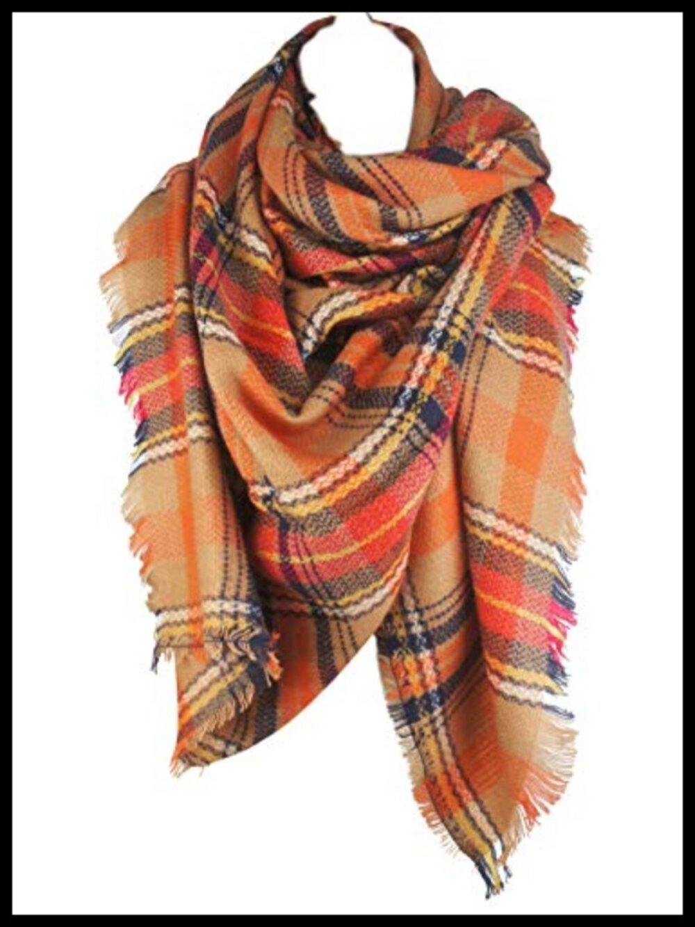 100% Acrylic Oversized Plaid Blanket Scarf Winter Wrap